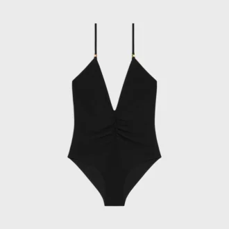 Costume da bagno arricciato in jersey opaco