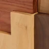 Cubo Puzzle in legno e custodia in pelle di vitello naturale Cubo Puzzle in legno e custodia in pelle di vitello naturale