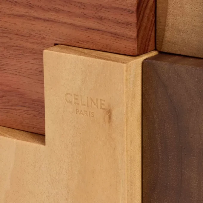 Cubo Puzzle in legno e custodia in pelle di vitello naturale Cubo Puzzle in legno e custodia in pelle di vitello naturale