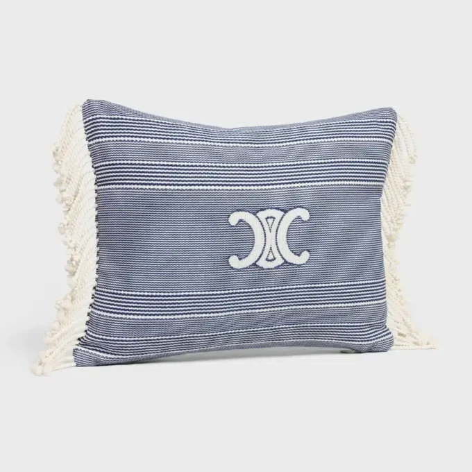 Cuscino Triomphe in cotone a righe