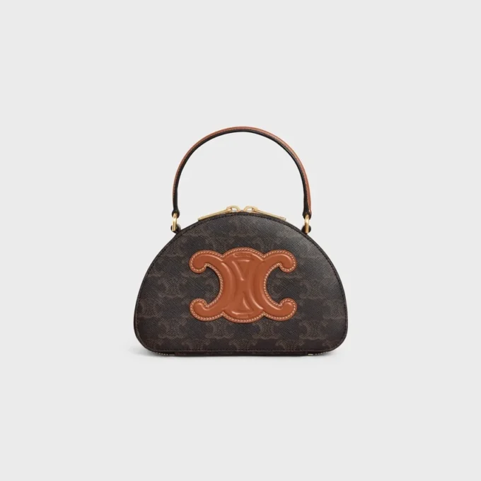 Custodia Half Moon in Triomphe Canvas e pelle di vitello Custodia Half Moon in Triomphe Canvas e pelle di vitello