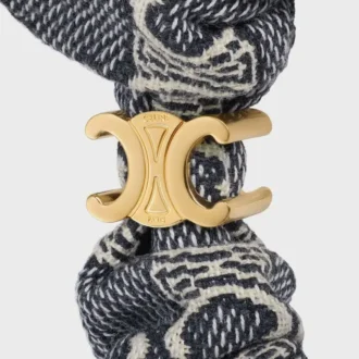 Elastico per capelli CELINE Jacquard Triomphe in cotone, poliestere, poliammide e ottone con finitura dorata