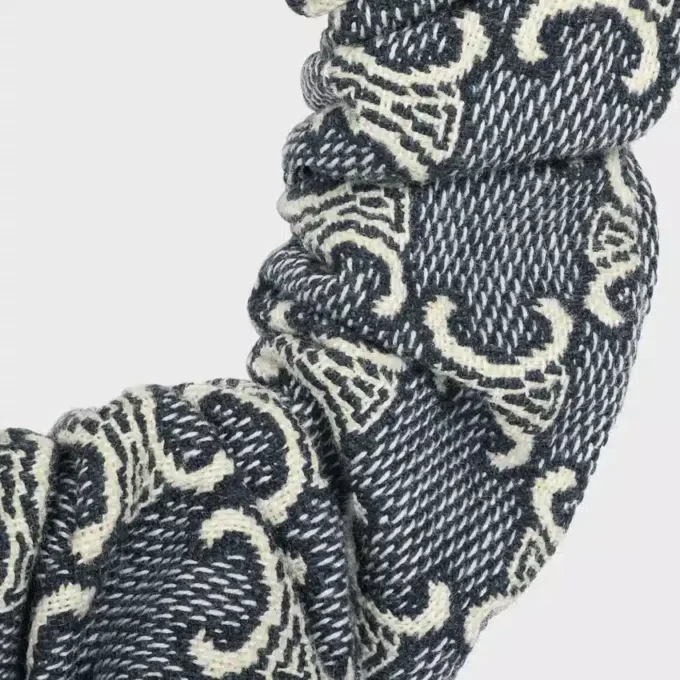 Elastico per capelli CELINE Jacquard Triomphe in cotone, poliestere, poliammide e ottone con finitura dorata Elastico per capelli CELINE Jacquard Triomphe in cotone, poliestere, poliammide e ottone con finitura dorata