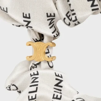 Elastico per capelli CELINE Rayure in seta e ottone con finitura dorata