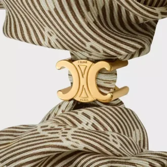 Elastico per capelli CELINE Triomphe Diagonale in seta e ottone con finitura dorata