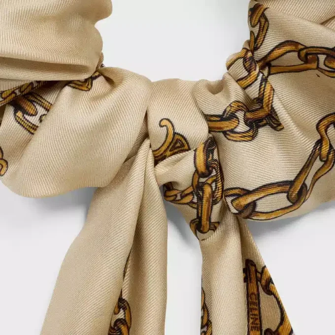 Elastico per capelli con fiocco e catene CELINE in seta