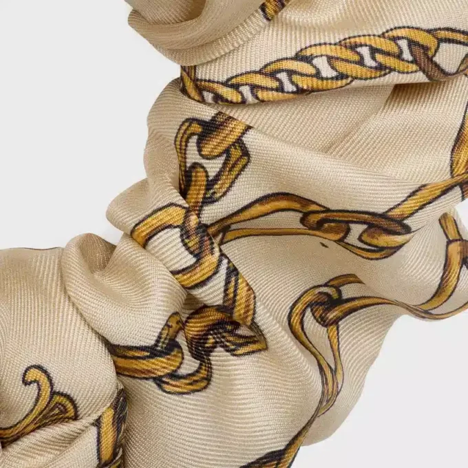 Elastico per capelli con fiocco e catene CELINE in seta