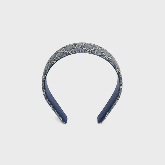 Fascia per capelli CELINE Jacquard Triomphe in cotone, poliammide, poliestere e pelle di vitello