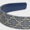Fascia per capelli CELINE Jacquard Triomphe in cotone, poliammide, poliestere e pelle di vitello