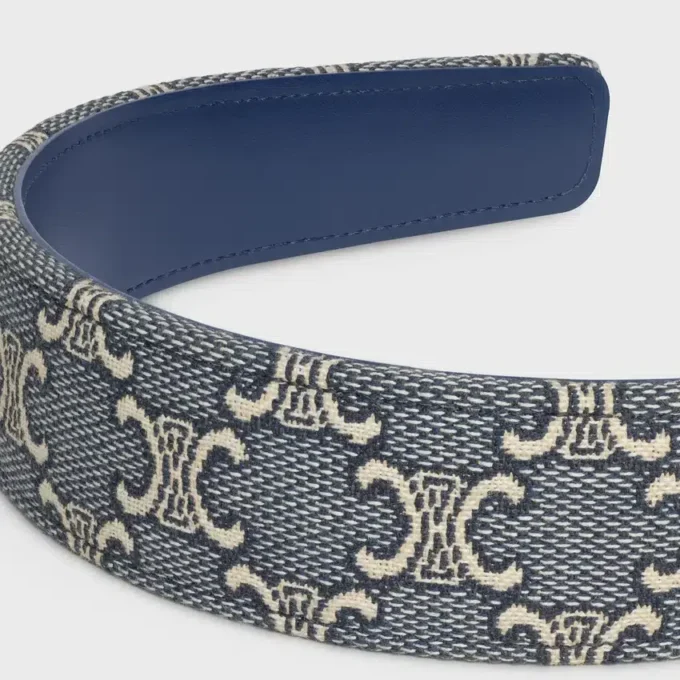 Fascia per capelli CELINE Jacquard Triomphe in cotone, poliammide, poliestere e pelle di vitello
