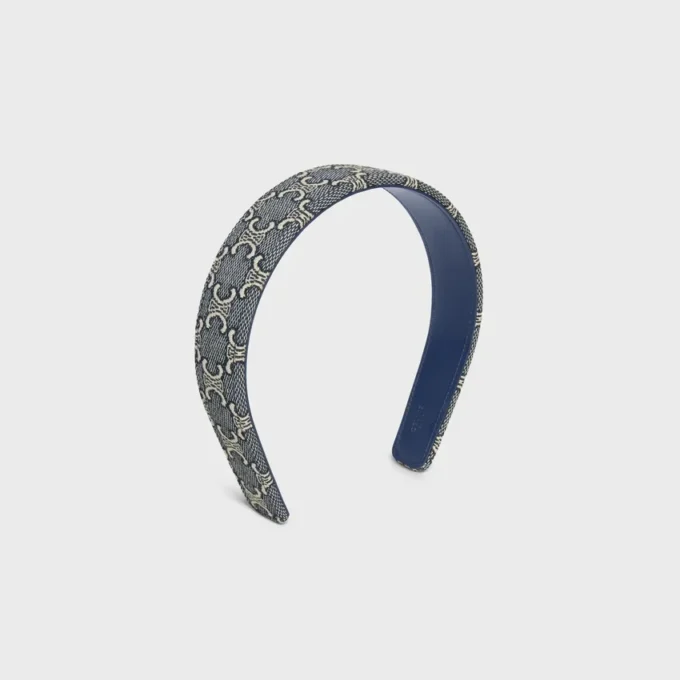 Fascia per capelli CELINE Jacquard Triomphe in cotone, poliammide, poliestere e pelle di vitello