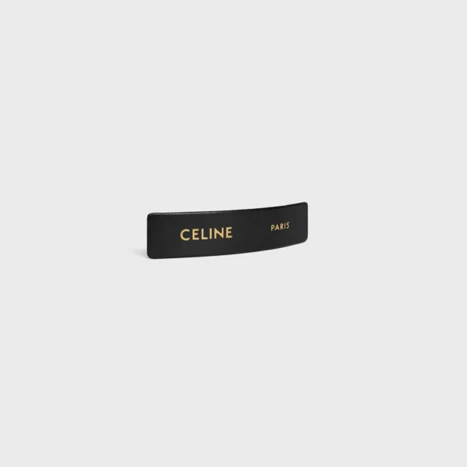 Fermaglio per capelli CELINE Paris in pelle di agnello, ottone con finitura dorata e acciaio Fermaglio per capelli CELINE Paris in pelle di agnello, ottone con finitura dorata e acciaio