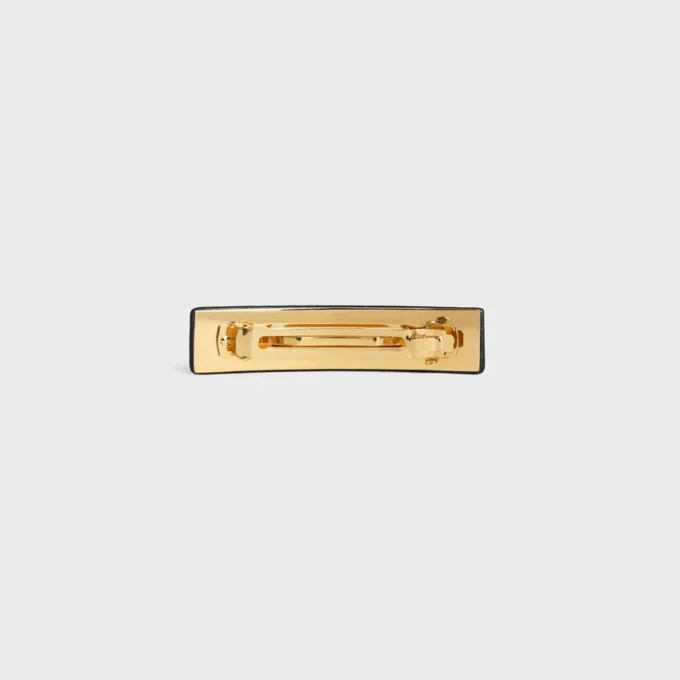Fermaglio per capelli CELINE Paris in pelle di agnello, ottone con finitura dorata e acciaio Fermaglio per capelli CELINE Paris in pelle di agnello, ottone con finitura dorata e acciaio