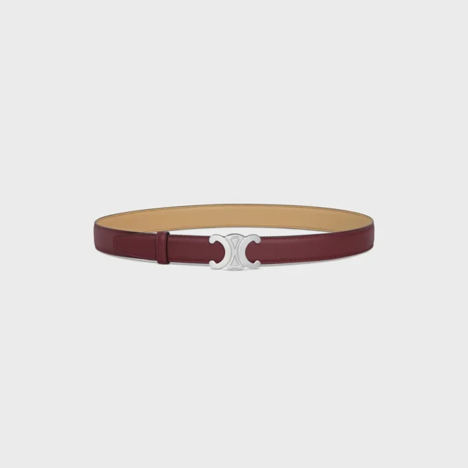 Fibbia Triomphe in metallo e cinturino reversibile da 25 mm in pelle di vitello liscia e martellata