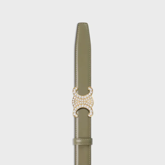 Fibbia Triomphe in ottone con strass e cinturino reversibile da 25 mm in taurillon Fibbia Triomphe in ottone con strass e cinturino reversibile da 25 mm in taurillon