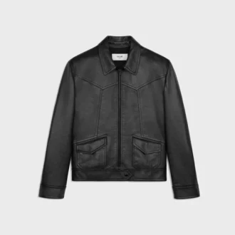 Giacca blouson ampia in morbida pelle di agnello