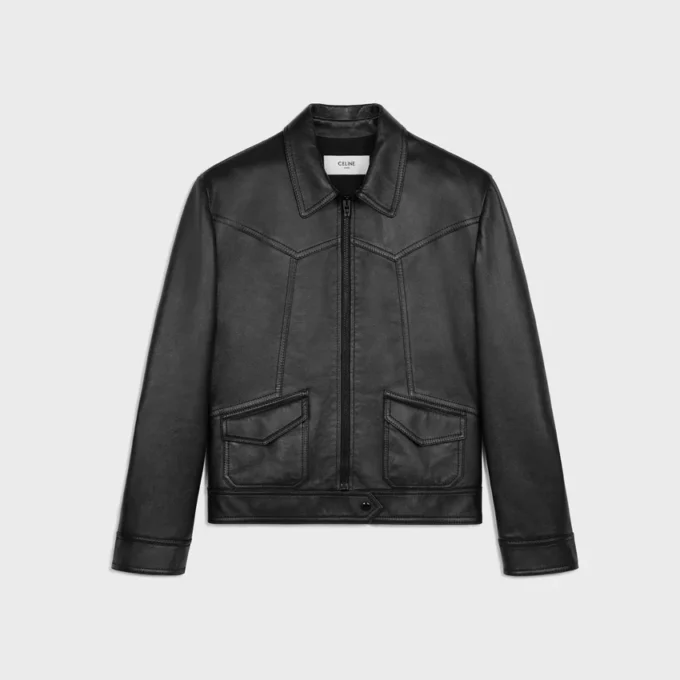 Giacca blouson ampia in morbida pelle di agnello Giacca blouson ampia in morbida pelle di agnello