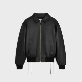 Giacca blouson da aviatore in morbida pelle di agnello