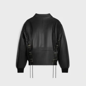 Giacca blouson da aviatore in morbida pelle di agnello
