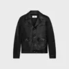 Giacca blouson dal taglio dritto in pelle di agnello cerata Giacca blouson dal taglio dritto in pelle di agnello cerata