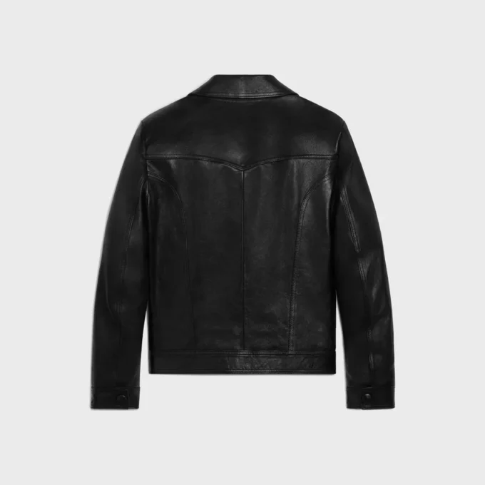 Giacca blouson dal taglio dritto in pelle di agnello cerata Giacca blouson dal taglio dritto in pelle di agnello cerata