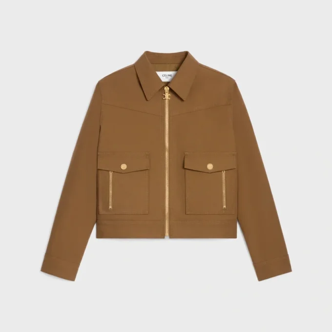Giacca blouson western in twill di cotone