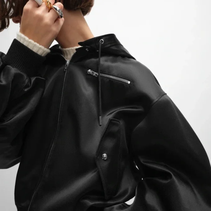 Giacca bomber in raso di cotone