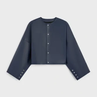 Giacca cardigan in pelle di agnello