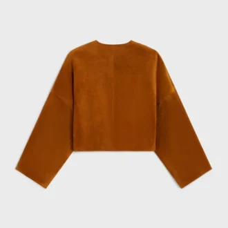 Giacca cardigan in pelle scamosciata