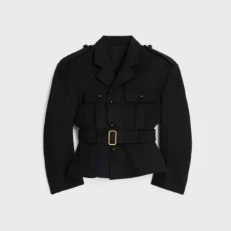 Giacca con peplo in gabardine di lana