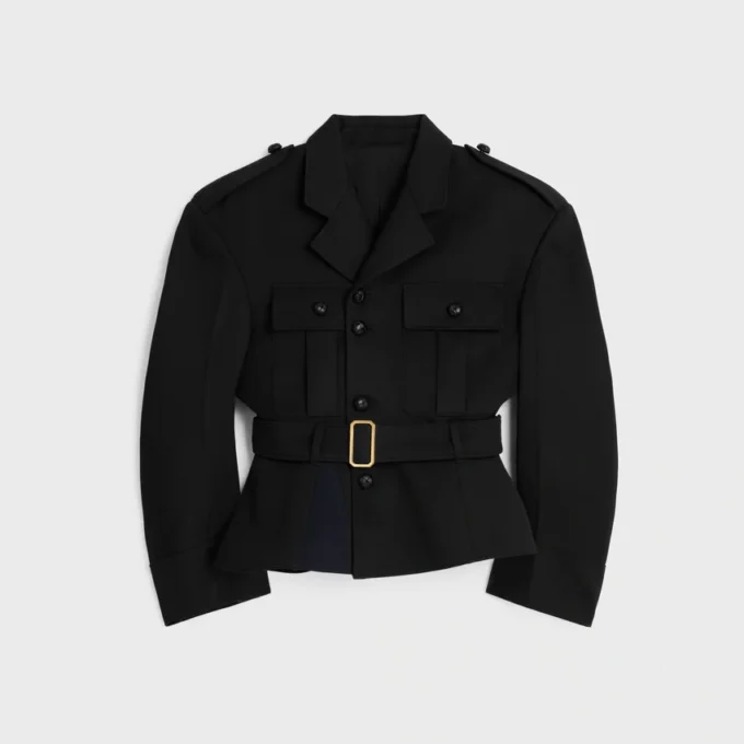 Giacca con peplo in gabardine di lana Giacca con peplo in gabardine di lana