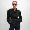 Giacca con peplo in gabardine di lana Giacca con peplo in gabardine di lana
