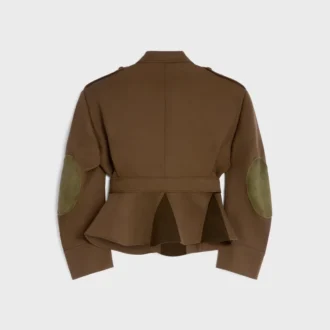 Giacca con peplo in lana a righe diagonali