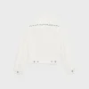 Giacca da camionista ricamata in denim bianco raw wash