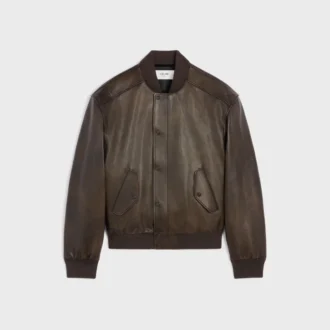 Giacca Teddy Aviator in pelle di vitello martellata