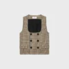 Gilet doppiopetto in lana pied-de-poule
