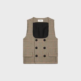 Gilet doppiopetto in lana pied-de-poule