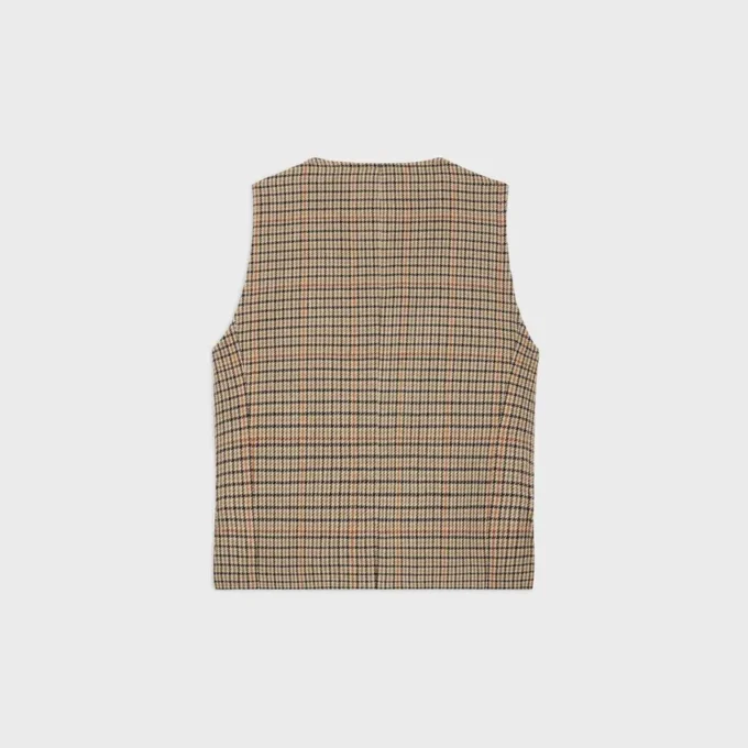Gilet doppiopetto in lana pied-de-poule