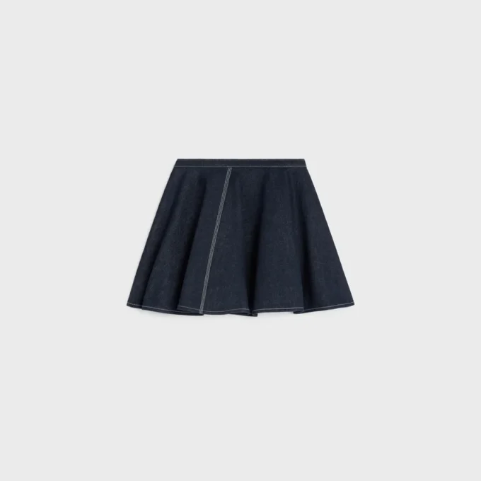 Gonna a peplo in denim di cotone leggero Gonna a peplo in denim di cotone leggero