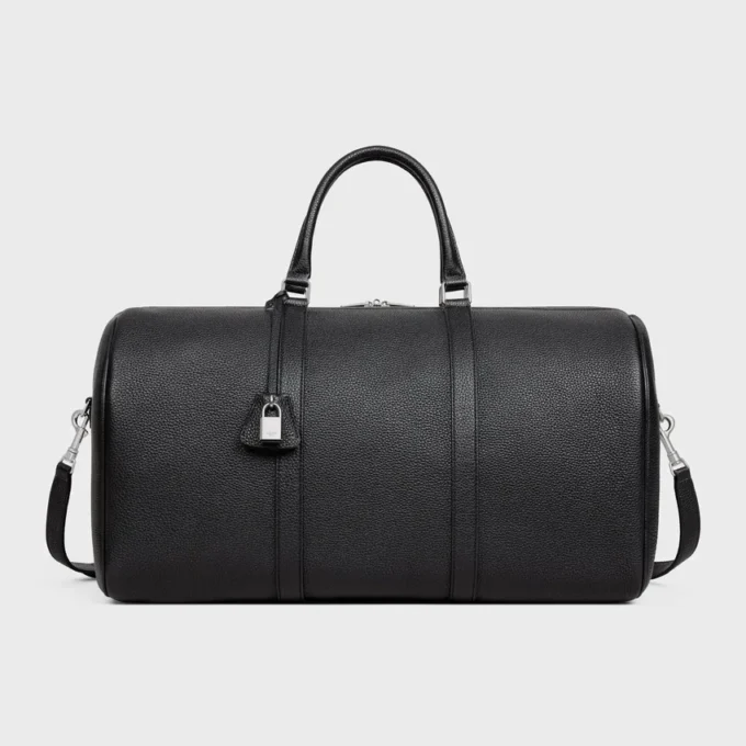 Grande borsa da viaggio in pelle di vitello martellata