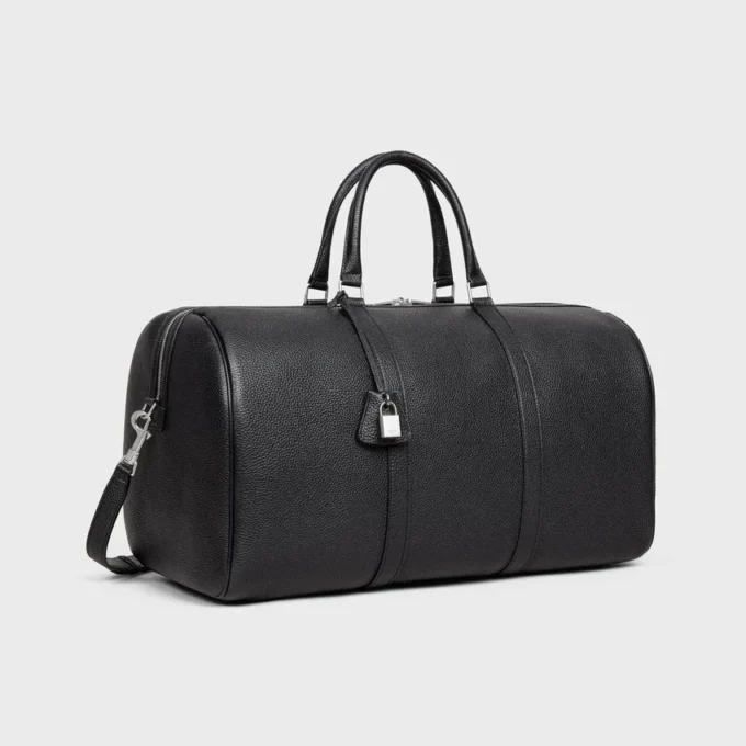 Grande borsa da viaggio in pelle di vitello martellata