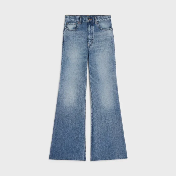 Jeans a zampa 001 in denim di cotone