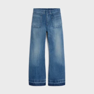 Jeans a zampa 002 in denim di cotone leggero