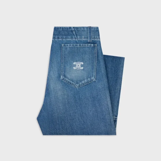 Jeans a zampa 002 in denim di cotone leggero Jeans a zampa 002 in denim di cotone leggero