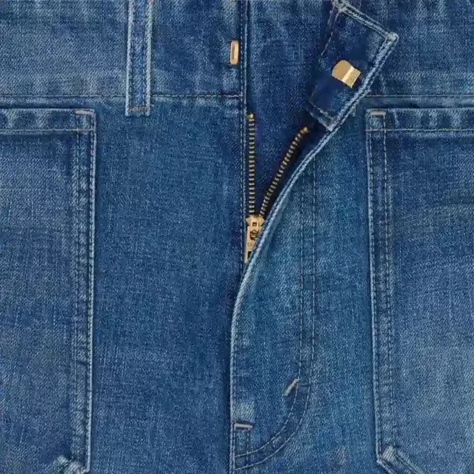 Jeans a zampa 002 in denim di cotone leggero Jeans a zampa 002 in denim di cotone leggero