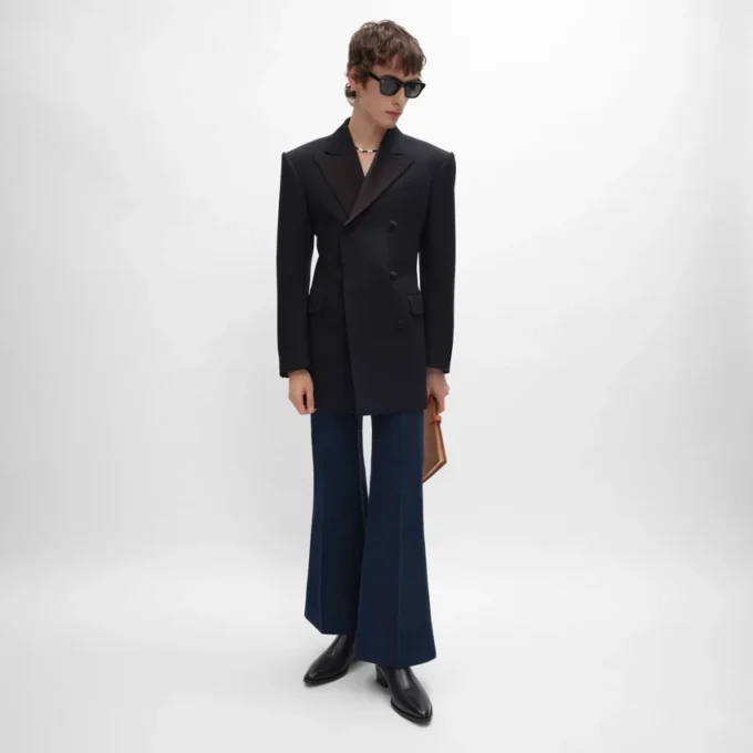 Jeans a zampa 003 in denim indaco leggero