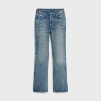 Jeans a zampa Dylan con firma in denim di cotone