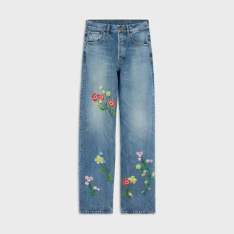 Jeans boyfriend ricamati 001 in denim di cotone Jeans boyfriend ricamati 001 in denim di cotone