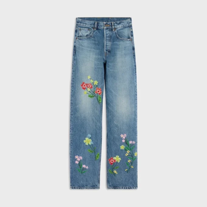 Jeans boyfriend ricamati 001 in denim di cotone Jeans boyfriend ricamati 001 in denim di cotone