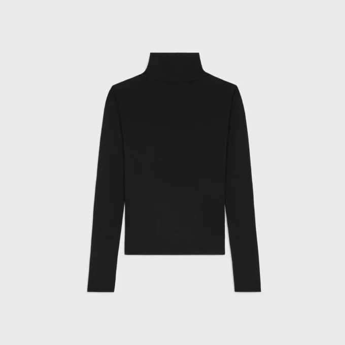 Maglia a collo alto in jersey di lana